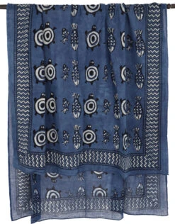 Leichter Pareo, Sarong, Handbedrucktes Baumwolltuch - Blau Kombination 9 - 180x110 Cm -Modebekleidungsgeschäft 01 21 bestickte kissen desert garments 170