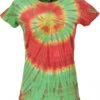 Batik T-Shirt Für Damen, Tie Dye Goa Shirt - Grün/orange -Modebekleidungsgeschäft 02 21 batik 1 21 3