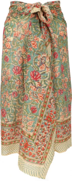 Leichter Pareo, Sarong, Handbedrucktes Baumwolltuch - Farb Kombination 24 - 180x110 Cm -Modebekleidungsgeschäft 02 21 desert garments duenne tuecher 107