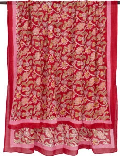 Leichter Pareo, Sarong, Handbedrucktes Baumwolltuch - Rot Kombination 4 - 180x110 Cm -Modebekleidungsgeschäft 02 21 desert garments duenne tuecher 108