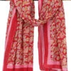Leichter Pareo, Sarong, Handbedrucktes Baumwolltuch - Rot Kombination 4 - 180x110 Cm -Modebekleidungsgeschäft 02 21 desert garments duenne tuecher 110