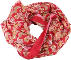 Leichter Pareo, Sarong, Handbedrucktes Baumwolltuch - Rot Kombination 4 - 180x110 Cm -Modebekleidungsgeschäft 02 21 desert garments duenne tuecher 111