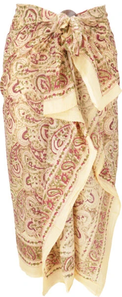 Leichter Pareo, Sarong, Handbedrucktes Baumwolltuch - Farb Kombination 13 - 175x110 Cm -Modebekleidungsgeschäft 02 21 desert garments duenne tuecher 116