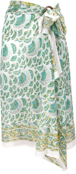 Leichter Pareo, Sarong, Handbedrucktes Baumwolltuch - Blau Kombination 22 - 190x120 Cm -Modebekleidungsgeschäft 02 21 desert garments duenne tuecher 142