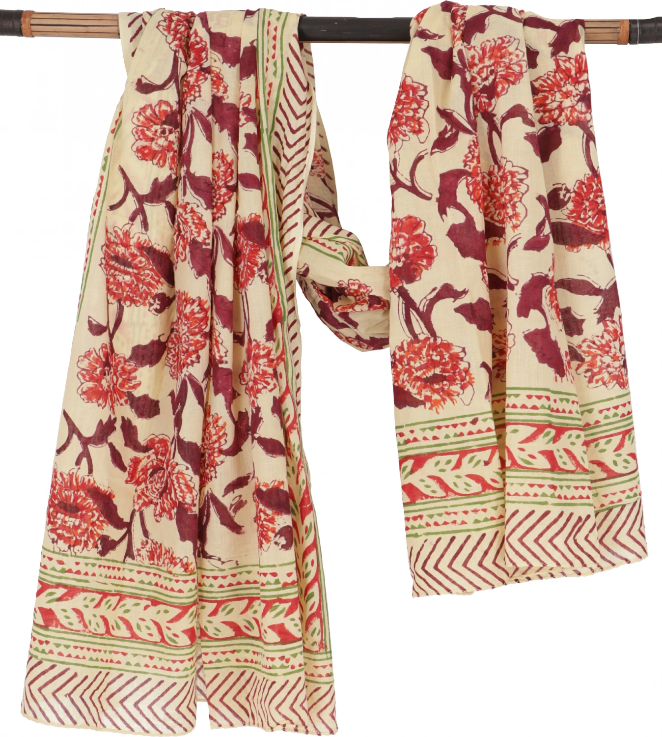 Leichter Pareo, Sarong, Handbedrucktes Baumwolltuch - Rot Kombination 29 - 190x120 Cm 3 Leichter Pareo, Sarong, Handbedrucktes Baumwolltuch - Rot Kombination 29 - 190x120 Cm