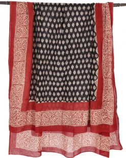 Leichter Pareo, Sarong, Handbedrucktes Baumwolltuch - Farb Kombination 29 - 190x120 Cm -Modebekleidungsgeschäft 02 21 desert garments duenne tuecher 211