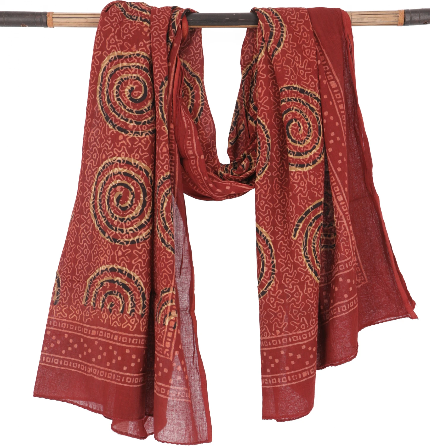Leichter Pareo, Sarong, Handbedrucktes Baumwolltuch - Rot Kombination 23 - 180x110 Cm 3 Leichter Pareo, Sarong, Handbedrucktes Baumwolltuch - Rot Kombination 23 - 180x110 Cm