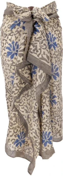 Leichter Pareo, Sarong, Handbedrucktes Baumwolltuch - Farb Kombination 9 - 190x120 Cm -Modebekleidungsgeschäft 02 21 desert garments duenne tuecher 25