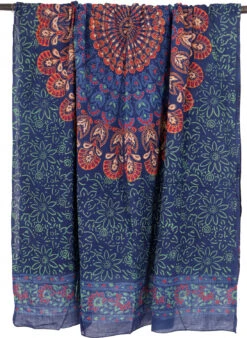 Leichter Mandala Pareo, Sarong, Handbedrucktes Baumwolltuch, Wandbehang - Modell 6 - 160x100 Cm -Modebekleidungsgeschäft 02 21 desert garments duenne tuecher 258