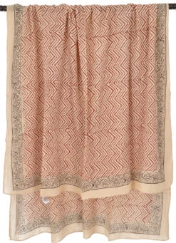 Leichter Pareo, Sarong, Handbedrucktes Baumwolltuch - Rot Kombination 1 - 180x110 Cm -Modebekleidungsgeschäft 02 21 desert garments duenne tuecher 36