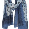 Leichter Pareo, Sarong, Handbedrucktes Baumwolltuch - Blau Kombination 1 - 190x120 Cm -Modebekleidungsgeschäft 02 21 desert garments duenne tuecher 71