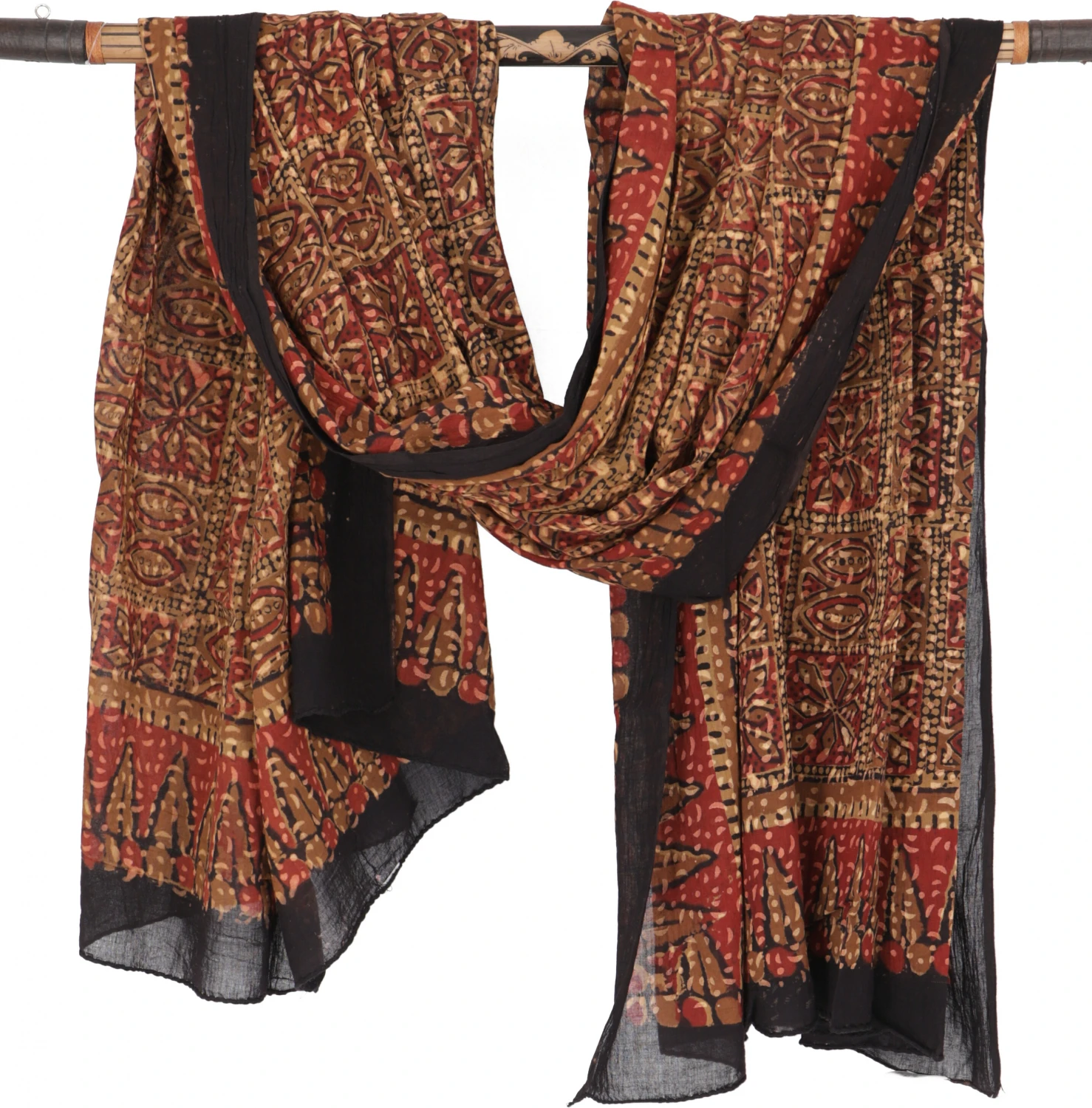 Leichter Pareo, Sarong, Handbedrucktes Baumwolltuch - Rot Kombination 2 - 190x120 Cm 3 Leichter Pareo, Sarong, Handbedrucktes Baumwolltuch - Rot Kombination 2 - 190x120 Cm