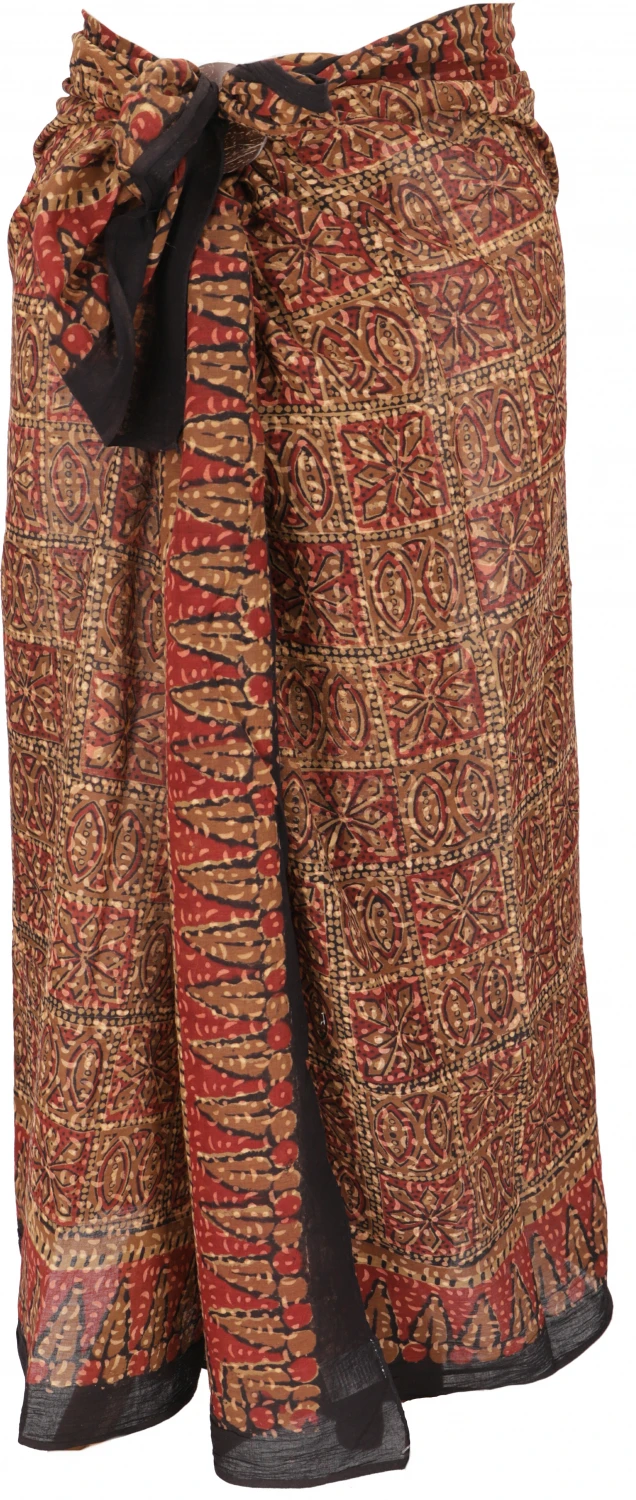 Leichter Pareo, Sarong, Handbedrucktes Baumwolltuch - Rot Kombination 2 - 190x120 Cm 6 Leichter Pareo, Sarong, Handbedrucktes Baumwolltuch - Rot Kombination 2 - 190x120 Cm – Bild 4