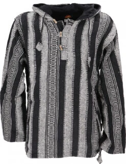 Goa Kapuzenshirt, Baja Hoodie, Boho Style Kapuzenpullover - Schwarz