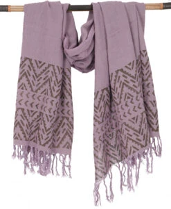Handgewebtes Baumwolltuch Mit Tribalmuster, Webschal - Flieder - 150x100 Cm