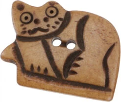 Tibet Knopf Aus Horn, Knopf Katze - 13 - 2,5x3 Cm