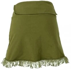 Boho Minirock Mit Spitze, Superkurzer Pixirock, Festivalrock Zum Raffen - Olive -Modebekleidungsgeschäft 04 19 tmanu neu29 04 2019 37