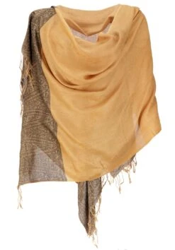 Pashmina-Viskose Schal, Indische Boho Stola Mit Paisley Muster - Mustard - 200x70 Cm