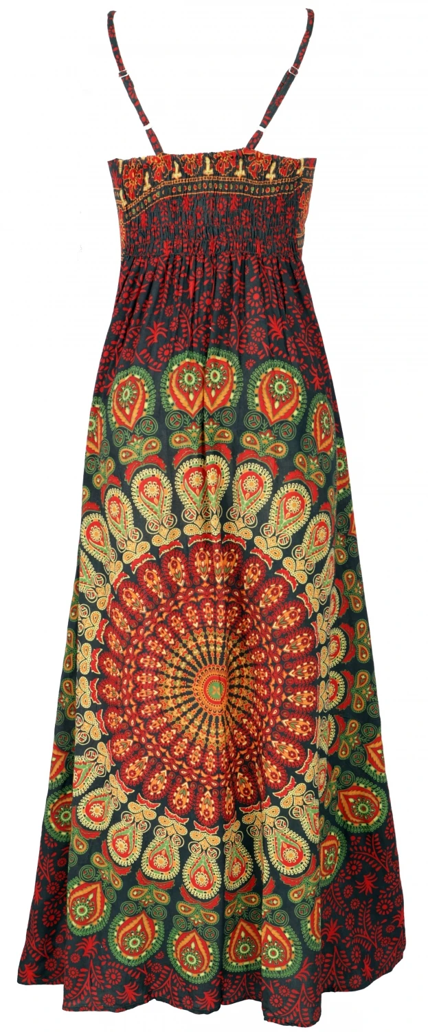Sommerkleid, Boho Maxikleid Mit Schlitz - Bunt/Mandala 4 Sommerkleid, Boho Maxikleid Mit Schlitz - Bunt/Mandala – Bild 2