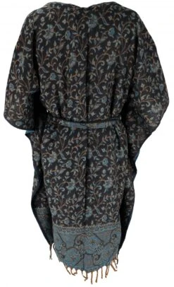 Flauschiger Kimono Mantel, Kimonokleid, Kaftan, Poncho - Blau/schwarz -Modebekleidungsgeschäft 05 19 tzehenringe 74