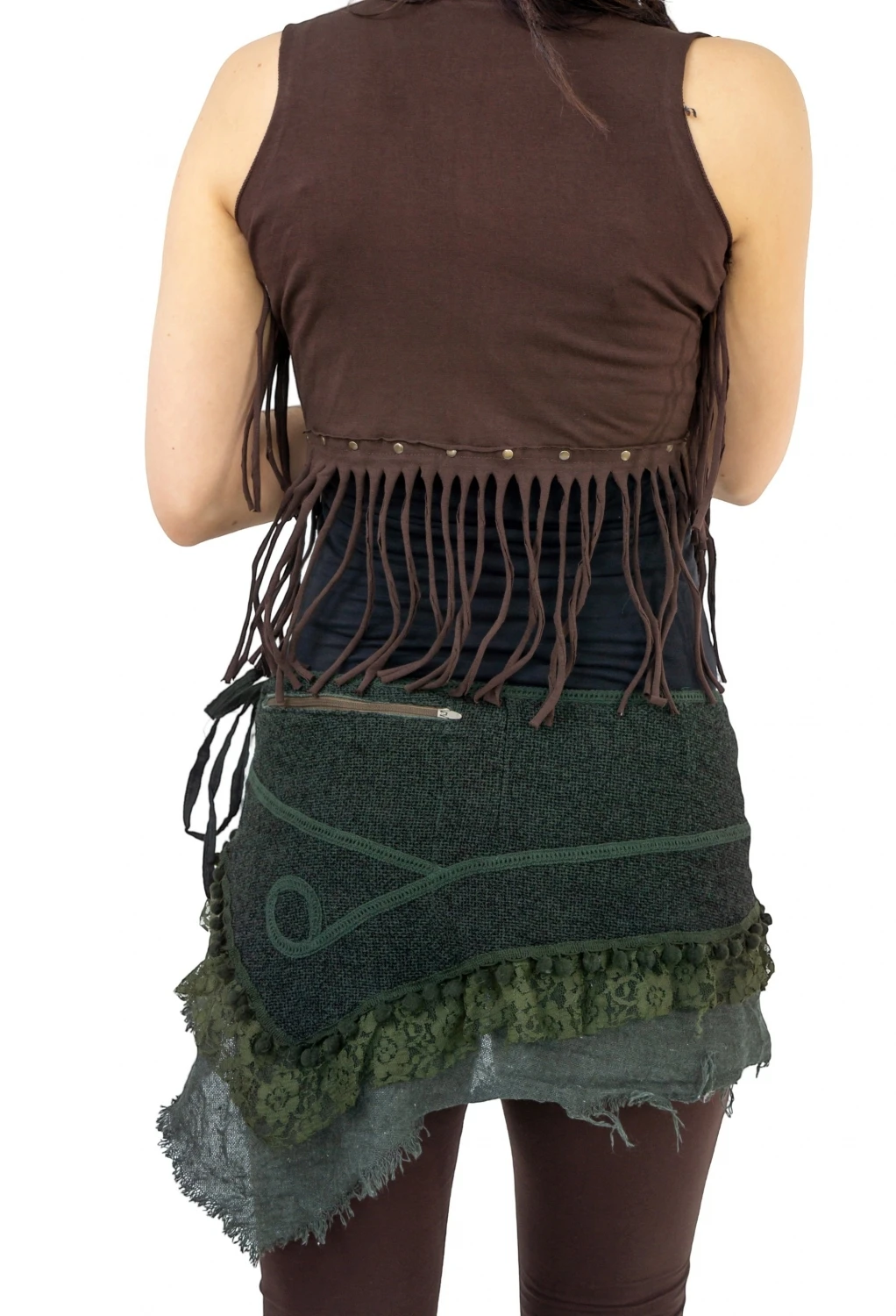 Goa Cacheur Mit Spitze, Minirock, Wickelrock Gürtel - Tannengrün 5 Goa Cacheur Mit Spitze, Minirock, Wickelrock Gürtel - Tannengrün – Bild 3