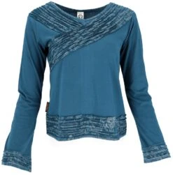 Langarmshirt Boho-chic, Hare Krishna Mantra Shirt - Petrol