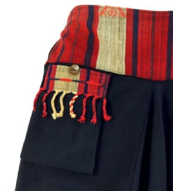 Haremshose, Thai Pluderhose, Goahose Mit Webbund Und Fransentasche - Schwarz -Modebekleidungsgeschäft 06df6155721fb3d1303acc85651c84c6