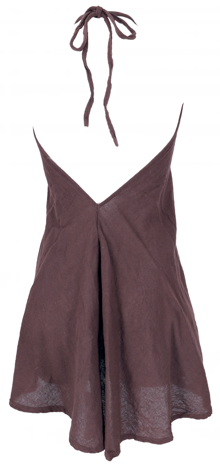 Boho Minikleid, Neckholder Kleid, Longtop - Braun 4 Boho Minikleid, Neckholder Kleid, Longtop - Braun – Bild 2