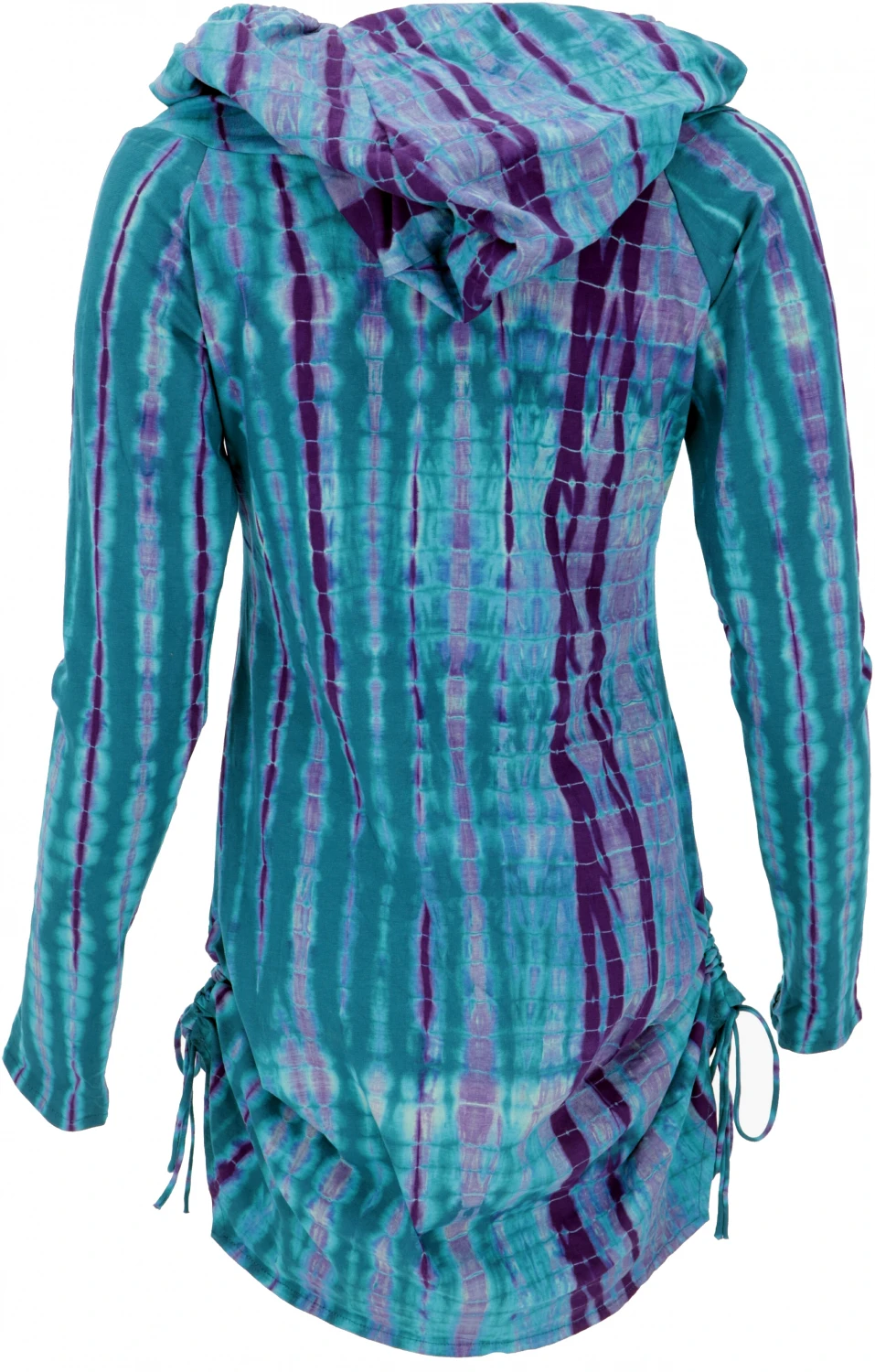 Longshirt, Minikleid Mit Weiter Schalkapuze - Türkisblau/Batik 5 Longshirt, Minikleid Mit Weiter Schalkapuze - Türkisblau/Batik – Bild 3