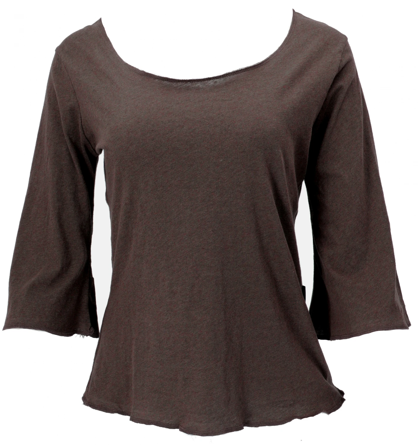 Baumwollshirt Mit Trompetenärmeln Aus Bio-Baumwolle - Braun 4 Baumwollshirt Mit Trompetenärmeln Aus Bio-Baumwolle - Braun – Bild 2