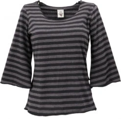 Baumwollshirt Mit Trompetenärmeln Aus Bio-Baumwolle - Gestreift/black