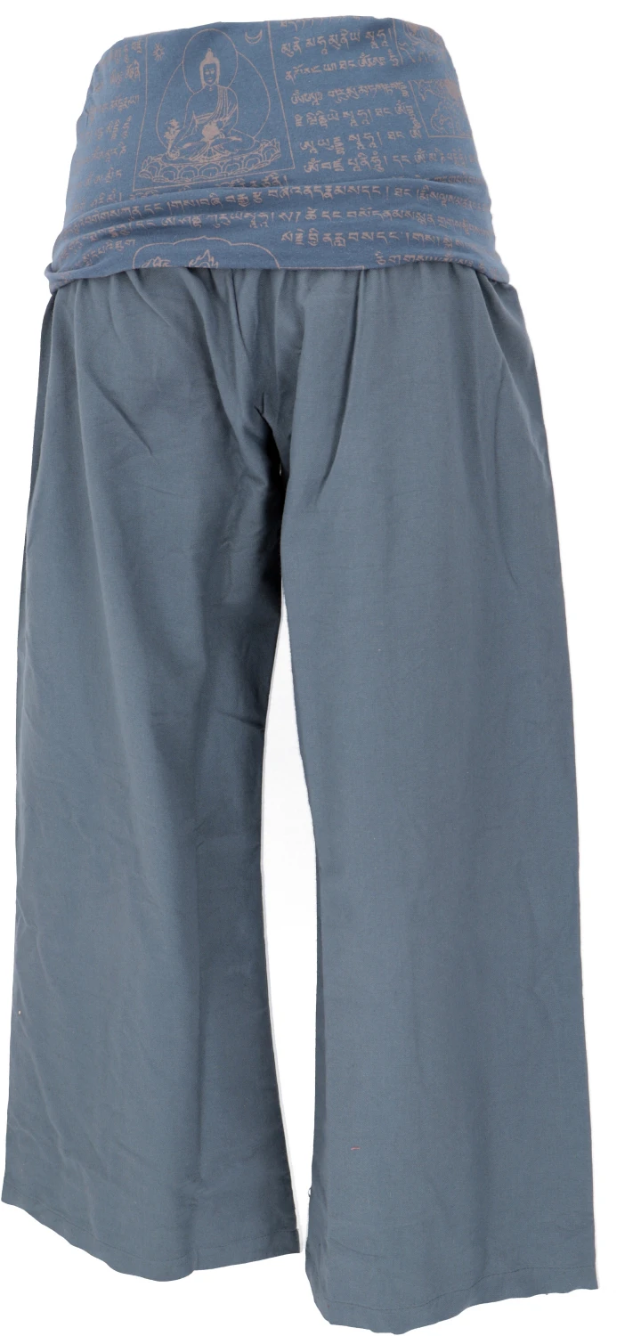 Weite Marlenehose, Buddha Wellnesshose, Yogahose, Boho Hose Mit Breitem Bund - Orion Blue 5 Weite Marlenehose, Buddha Wellnesshose, Yogahose, Boho Hose Mit Breitem Bund - Orion Blue – Bild 3