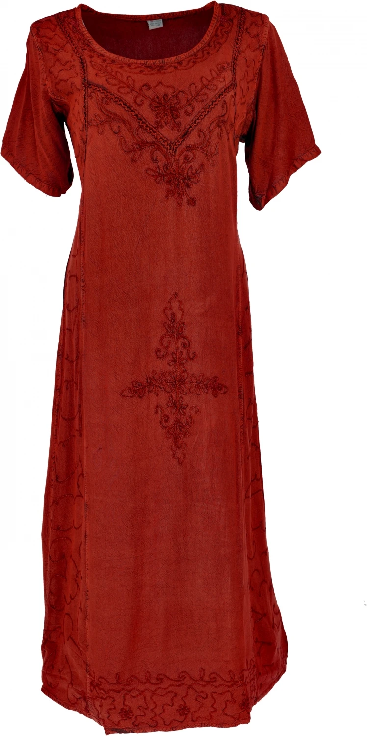 Besticktes Boho Sommerkleid, Indisches Hippie Kleid - Rot/Design 11 3 Besticktes Boho Sommerkleid, Indisches Hippie Kleid - Rot/Design 11