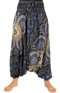 Afghani Hose, Overall, Jumpsuit, Haremshose, Pluderhose, Pumphose, Aladinhose - Schwarz/taubenblau -Modebekleidungsgeschäft 09 19 tadsc04018