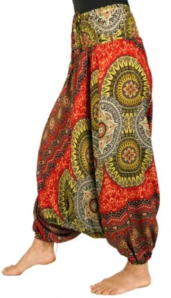 Afghani Hose, Overall, Jumpsuit, Haremshose, Pluderhose, Pumphose, Aladinhose - Rot/gelb