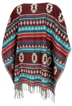 Inka Ponchoschal, Poncho, Cape Schal - Rotbraun/petrol -Modebekleidungsgeschäft 09 19 taschals und ponchos 17