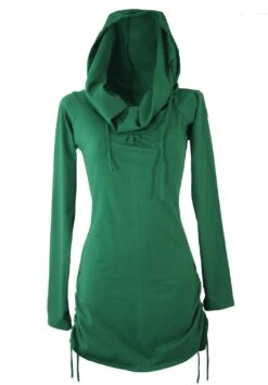 Longshirt, Minikleid Mit Weiter Schalkapuze - Smaragdgrün -Modebekleidungsgeschäft 1 18 dsc07346