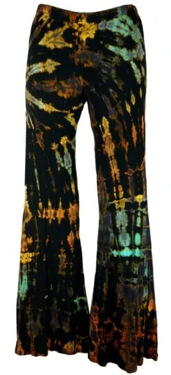 Batik Leggings Mit Schlag, Unikat Boho Schlaghose, Yogahose - Schwarz