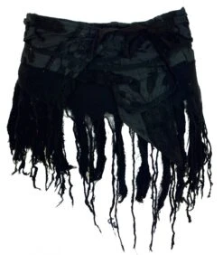 Goa Minirock, Wickelrock, Cacheur, Fransenrock - Schwarz