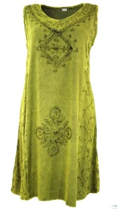 Besticktes Boho Sommerkleid, Midikleid, Indisches Hippie Kleid In 7/8 Länge, Lemon - Design 10