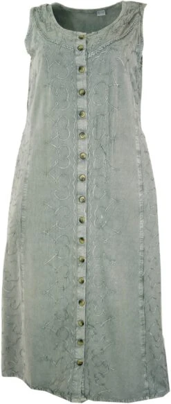 Besticktes Boho Sommerkleid, Indisches Hippie Kleid, Grau - Design 15