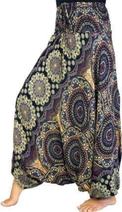 Afghani Hose, Overall, Jumpsuit, Haremshose, Pluderhose, Pumphose, Aladinhose - Schwarz/bunt