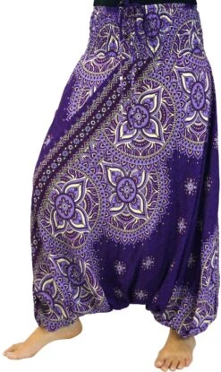 Afghani Hose, Overall, Jumpsuit, Haremshose, Pluderhose, Pumphose, Aladinhose - Violett/bunt