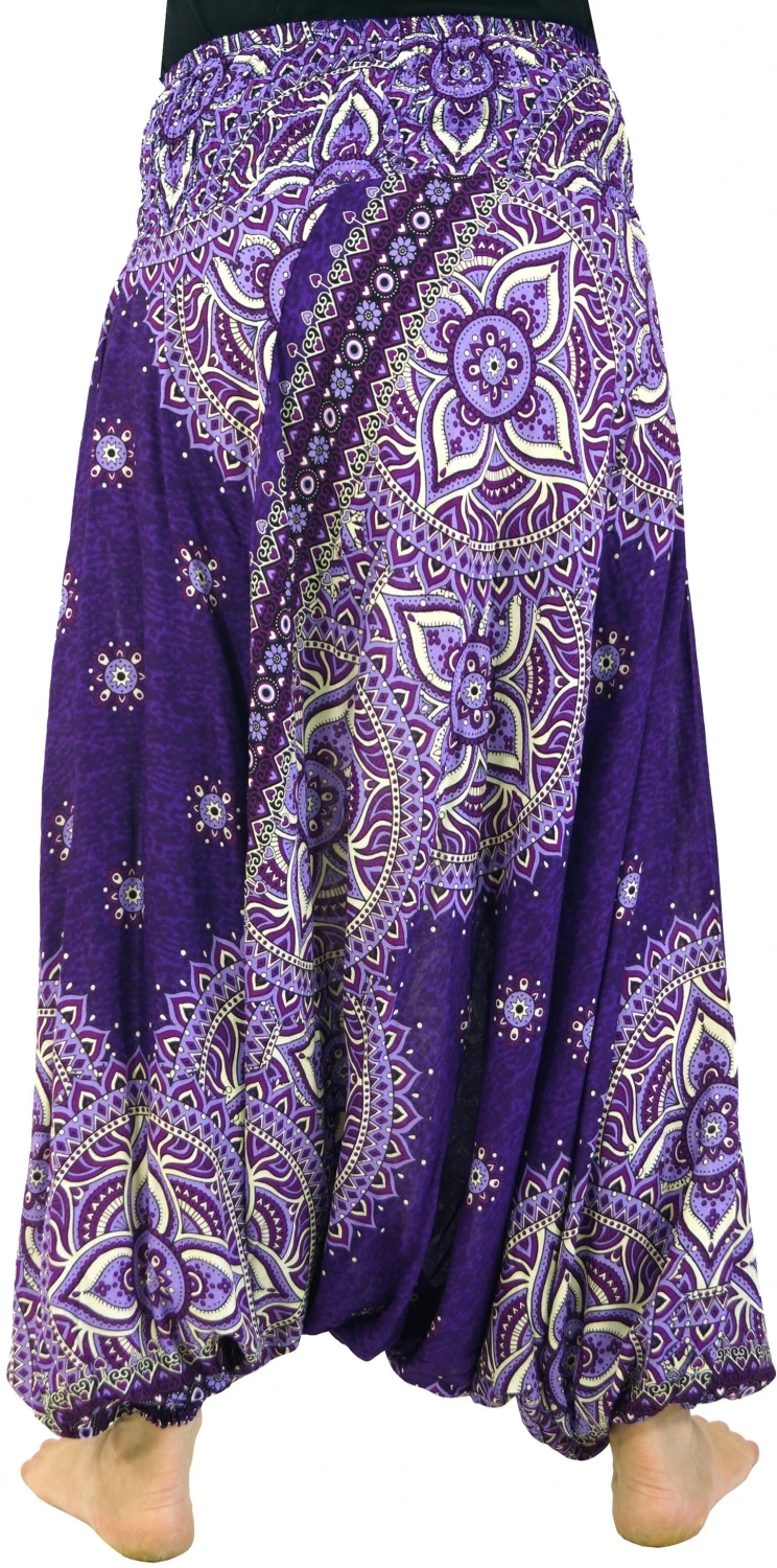 Afghani Hose, Overall, Jumpsuit, Haremshose, Pluderhose, Pumphose, Aladinhose - Violett/bunt 5 Afghani Hose, Overall, Jumpsuit, Haremshose, Pluderhose, Pumphose, Aladinhose - Violett/bunt – Bild 3