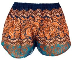 Leichte Pantys, Print Shorts - Orange/türkis