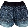 Leichte Pantys, Print Shorts - Schwarz/blau -Modebekleidungsgeschäft 12 18dsc01605