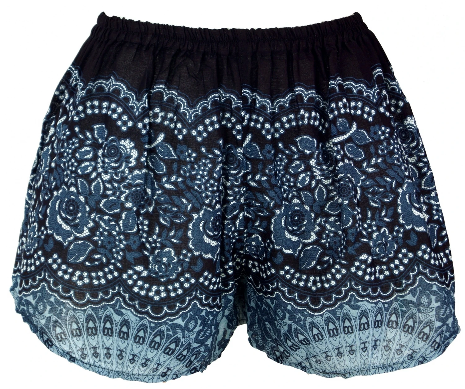 Leichte Pantys, Print Shorts - Schwarz/blau 3 Leichte Pantys, Print Shorts - Schwarz/blau