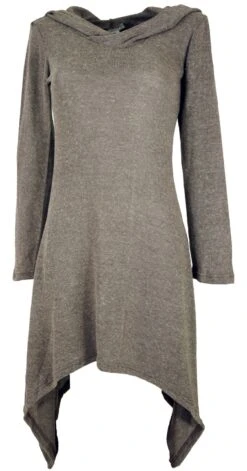 Pixikleid Mit Kapuze, Feinstrick Elfen Pullover - Cappuccino