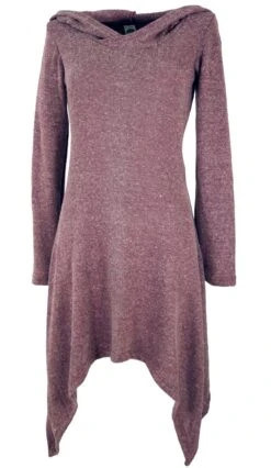 Pixikleid Mit Kapuze, Feinstrick Elfen Pullover - Altrosa