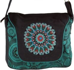 Schultertasche, Hippie Tasche, Goa Tasche, Umhängetasche, Handtasche - Schwarz/blau - 22x28x6 Cm -Modebekleidungsgeschäft 15 03 17dsc09836